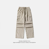 Coverwin Texture Nylon Pants Men 2024 New Slightly Wrinkled Mid Rise Parachute Cargo Pants Man American Hip Hop Clothing