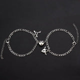 Coverwin 2Pcs Bracelets for Women Men Fashion Couple Cuff Jewelry Vintage Chains Heart Magnet Bracelets Korea Trendy Pulsera