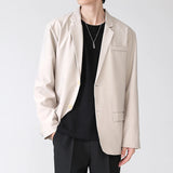 Coverwin Fashion Men Suits Korean Fashion Handsome Casual Loose Design Suit Jacket Solid Color Polyester Smart Casual Blazers