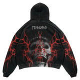 Coverwin Skull letters Gothic dark style printed oversized black hoodies forr women y2k high street hip-hop fashion all-match sweatshirts