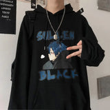 Coverwin Men's Clothing Anime Manga Sweatshirts for Man Black Print Hooded Hoodies Letter Aesthetic Overfit Harajuku Fashion Autumn Emo