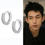 Coverwin Fashion Shiny AAA White Zirconia Hoop Earrings For Men Women Daily Wearable Earrings Unisex Couple Jewelry Gifts