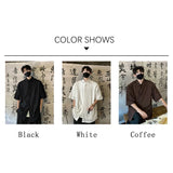 Coverwin  Hollowing Out Shirts for Male New Chinese Thin Summer Plain Shirt Mens 2024 New Baggy Short Sleeve Daily Blouse