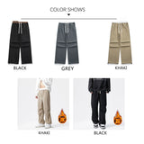 Coverwin 2024 Winter New Corduroy Casual Pants Mens American Baggy Fleece Straight Leg Pants for Man Fashion Streetwear