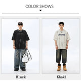 Coverwin Vintage Make Old T-Shirts Male 2024 Summer New American Letter Print Couples Baggy Tshirts 100%Cotton Streetwear