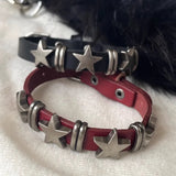 Coverwin Gothic Vintage Star Leather Alloy Bracelets for Women Men Gothic Retro Couple Bracelet Bangle Rock Party Jewelry Accessory-Decor