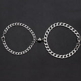 Coverwin 2Pcs Bracelets for Women Men Fashion Couple Cuff Jewelry Vintage Chains Heart Magnet Bracelets Korea Trendy Pulsera