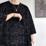 Coverwin Men Oversized Streetwear T Shirts Women 2024 Jacquard Design Summer Mens Fashions Harajuku T-Shirt Male Vintage Tees Female