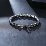 Coverwin Men Twisted Chain Bracelet,6MM Stainless Steel Cage Link Brazalets,Rock Punk Cool Rap Jewelry Gifts