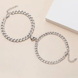 Coverwin 2Pcs Sun Moon Charm Magnet Attraction Stainless steel Bracelets for Couples Men Women Jewelry Wholesale Valentine's Day Gifts