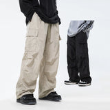 Coverwin Texture Nylon Pants Men 2024 New Slightly Wrinkled Mid Rise Parachute Cargo Pants Man American Hip Hop Clothing