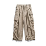 Coverwin Khaki Cargo Pants Mens Multi Pocket Hip Hop Mid Rise Baggy Casual Trousers Man Fashion Streetwear Male Clothes