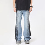 Coverwin  American Mans Jeans Ombre Tie Dye Piecing Straight Leg Jeans 2024 Summer New Loose Mid Rise Hip Hop Streetwear