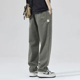 Coverwin Autumn Straight Khaki Cargo Pants Men 2024 Baggy Cotton Drawstring Simple Casual Pants Korean Fashion Daily Trouser