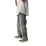 Coverwin Summer Jeans Men Blue Vintage Jeans Men Streetwear Hip-hop Loose Wide Leg Jeans Mens Retro Denim Pants Male Straight Trousers