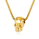 Coverwin Goth Skull Pendant Chain Necklace For Men Jewelry Skeleton Punk Halloween Accessories