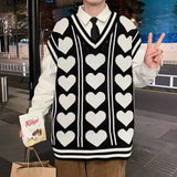 Coverwin Men's Clothing Cute Knit Sweater Male Waistcoat Heart Vest Sleeveless Mode Warm A Street Order High Quality Replica Baggy Heated