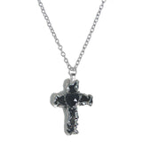 Coverwin New Gothic Heart Zircon Cross Necklace Black Crystal Punk Y2K Heart Cross Chain Pendant Necklace for Woman Daily Wear