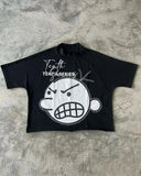 Coverwin American Gothic Super Cool Smiley Letter Print Oversized T-Shirt Men's Fashion Harajuku Loose Round Neck Short Sleeve Top