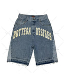 Coverwin European and American Trendy Brand Classic Letter Embroidered Washed Denim Shorts Y2K Harajuku Retro Casual Straight Shorts Men