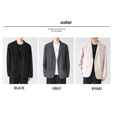 Coverwin Fashion Men Suits Korean Fashion Handsome Casual Loose Design Suit Jacket Solid Color Polyester Smart Casual Blazers