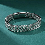 Coverwin 10MM Stainless Steel Bracelet For Men Jewelry Hidden Locks Hand Chain 19/21/23CM Size Accessories