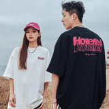 Coverwin 2024 American T Shirt Men 100â„?Cotton Letter Print Streetwear Summer O Neck Tshirt for Couples Fashion Basics