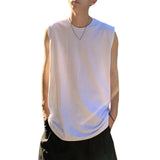 Coverwin 2024 High Street Men's Tank Top Curved Hem New Hip Hop Men Pure Tee Solid Color Sleeveless Vest Man Vests Tops