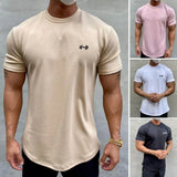 Coverwin Men T-shirt Friendly To Skin Simple Young Style Machine Washable Soft Material Breathable Slim Fit Crew Neck Summer Tops Clothes