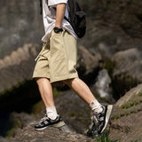 Coverwin Solid Color Cargo Shorts Men Basics Summer New Side Clip Label Shorts Male Baggy Casual Fashion Man Clothing 2024
