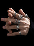 Coverwin Men's 7pcs Vintage Punk Ring Set