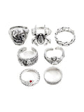 Coverwin Men's 7pcs Vintage Punk Ring Set