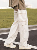 Coverwin Men's Patch Pocket Vintage Straight Cargo Pants