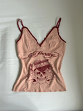 Coverwin-Kawaii Crop Top Camis Women Clothes Lace Sexy Slim Pink Cute 2000s Top Sling Grunge Coquette Femme Punk Tank Top Y2k Clothing