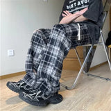 Coverwin 2025 New Y2K Plaid Casual Baggy Pants For Men Autumn Korean Fashion Straight Woolen Trousers Y2K Vintage Streetwear Pantalones