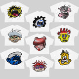 Coverwin American High Street T Shirt Creativity Avatar Pattern Streetwear Y2K Punk Hip Hop Oversized Boxy Fit Unisex Cotton Short Sleeve