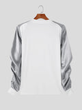 Coverwin Mens Metallic Patchwork Crew Neck Pullover Sweatshirt SKUK28502