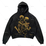 Coverwin Harajuku Oversized Skull Mask Print Hoodie Vintage Streetwear Couples Sweatshirt Goth High Quality Y2k Hoodies Men Clothing