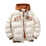 Coverwin Men's Cotton Padded Jacket Hooded Parka Letter Embroidery Zipper Pockets Coldproof Outerwear Male Coat Streetwear Chic Hot Sales