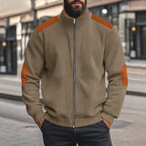 Coverwin American Casual Men's Autumn Jacket Heavyweight Corduroy Splicing Color Blocking Zipper Long Sleeved Jacket Men's Jacket