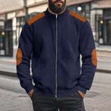 Coverwin American Casual Men's Autumn Jacket Heavyweight Corduroy Splicing Color Blocking Zipper Long Sleeved Jacket Men's Jacket