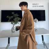 Coverwin Men Winter Outfit Long Coats for Men Woolen Jackets 2024 Winter Thicken Coat Trench Coats Korean Vintage Loose Heavy Jackets Men Leisure Overcoat