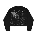 Coverwin Hip Hop Streetwear Spider Web Print Knitted Sweater Men Gothic Pullover Winter Harajuku Men Sweaters Unisex Aesthetic Clothes