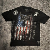 Coverwin Tapout T Shirt Y2K Clothes Mens American Hip Hop  Letter Graphic Print Oversized TShirt Gothic Round Neck Short Sleeve Tops