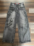 Coverwin American 90s Retro Embroidery Baggy High-Waisted Jeans Women's Y2K New Harajuku Hip-Hop Gothic Casual Wide-Leg Pants Street Wear