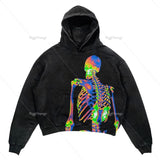 Coverwin Harajuku Oversized Skull Mask Print Hoodie Vintage Streetwear Couples Sweatshirt Goth High Quality Y2k Hoodies Men Clothing