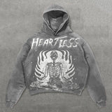 Coverwin Harajuku Flame Skull Letter Print hoodies women graphic y2k top oversized hoodie Couples American streetwear goth women clothes