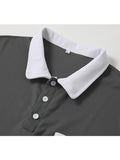 Coverwin Men's Polo Shirt Button Up Polos Casual Holiday Lapel Short Sleeve Fashion Basic Plain Classic Summer Regular Fit Navy Black White Burgundy Sky Blue Grey Polo Shirt