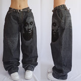 Coverwin Street Fashion New Black Letter Printed Washed Baggy Jeans Men And Women Y2K Harajuku Casual Gothic High Waist Wide Leg Trousers