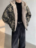 Coverwin American Vintage Camouflage Plush Hat Jacket Y2K High Street Hip hop Harajuku Loose Women Make Old Hoodies Fashion Streetwear